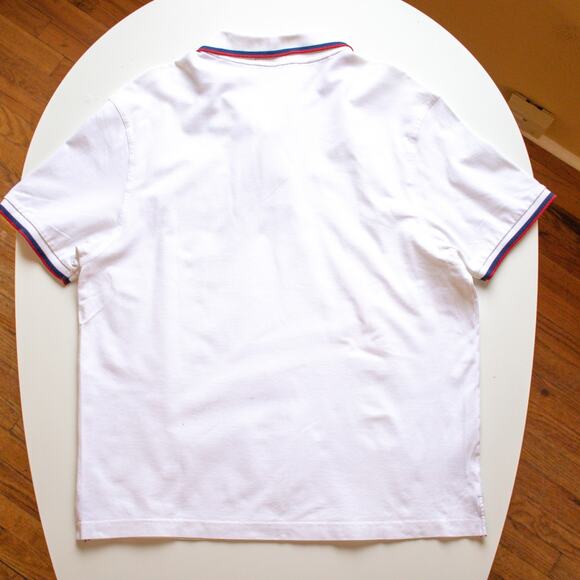 PINK Jerome Pink Red and Blue Striped White Polo Shirt Size Large - Picture 7 of 8